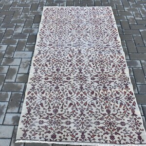 Vintage Turkish Rug 3x6ft Handmade Carpet