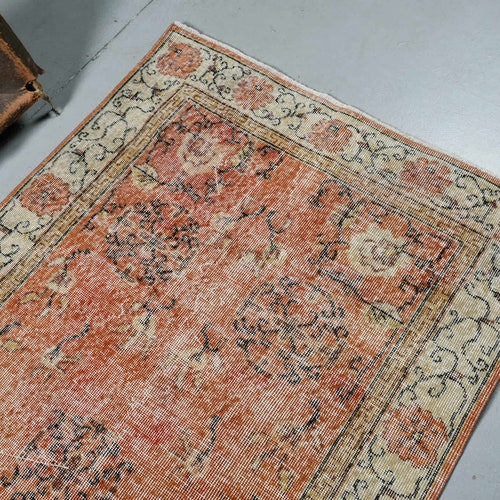Accent Carpet, Turkish Rug, Vintage shops Rug, Oushak Carpet, 44x80 inches Red Carpet, Outdoor Rug, Entry Rugs, Area Carpet, 3635