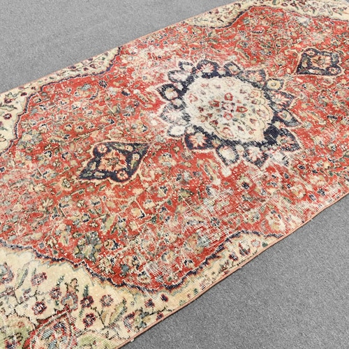 Vintage Rug, Area Carpet, Turkish Rug, Home Decor Carpet, 48x91 inches Red Carpet, Office Rug, shops Bedroom Rug, Wool Indoor Carpet, 4163