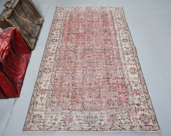 ヴィンテージトルコラグ、手織りアナトリアカーペット、幾何学模様ラグ