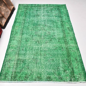 Vintage Rug, Accent Carpet, Turkish Rug, Oushak Carpet, 46x74 inches Green Carpet, Bohemian Entry Rugs, Turkey Area Rug,  3236