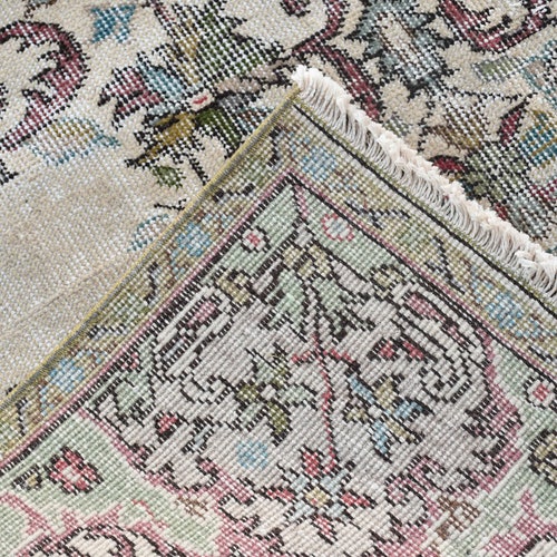 Area Rug, Turkish Rug, newest Vintage Rug, Oushak Carpet, 50x98 inches Beige Carpet, Floral Rug, Bedroom Rug, Tribal Floor Carpet, 721