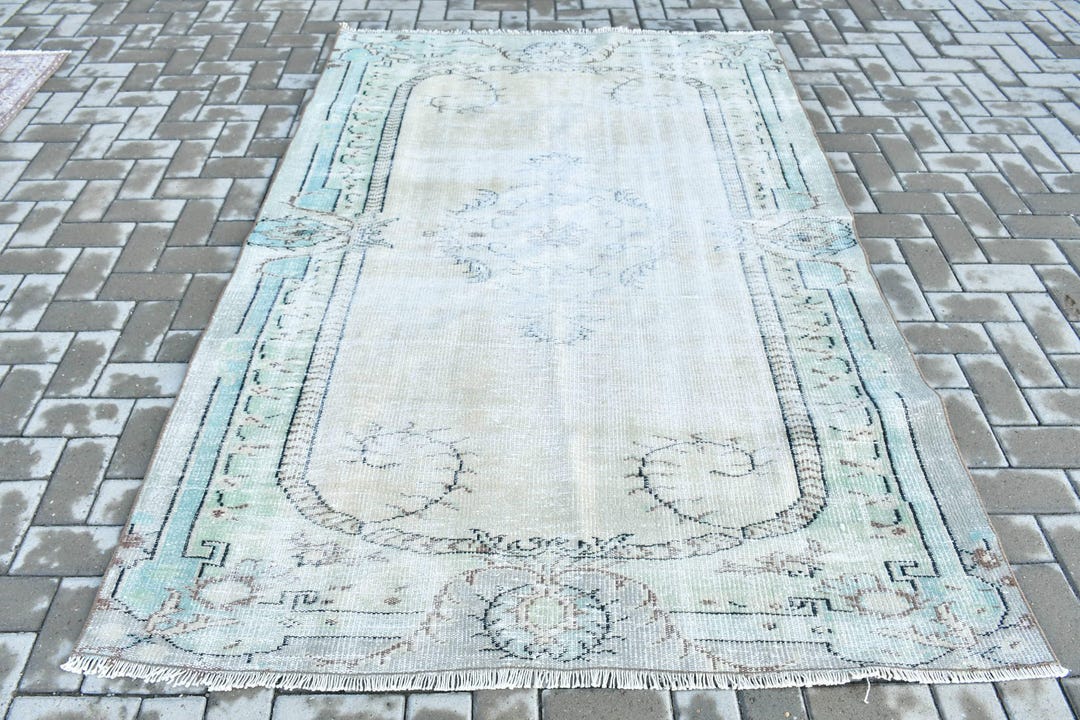 ヴィンテージトルコラグ、アンティーク調エリアカーペット、157 x 228