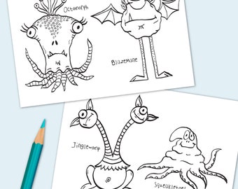 Dibujos para colorear de monstruos para niños, Dibujos para colorear fáciles para niños, Hojas para colorear para niños, Dibujos para colorear preescolares, Dibujos para colorear de pequeños monstruos
