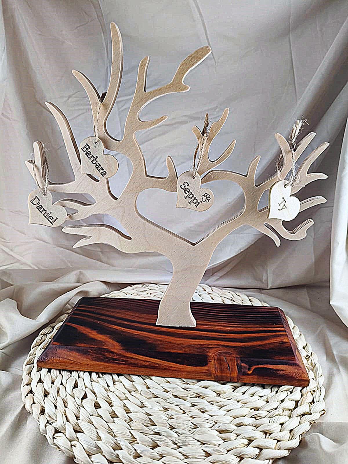 Personalized Wooden Family Tree With Names – Custom Heart Tags – Gift ...