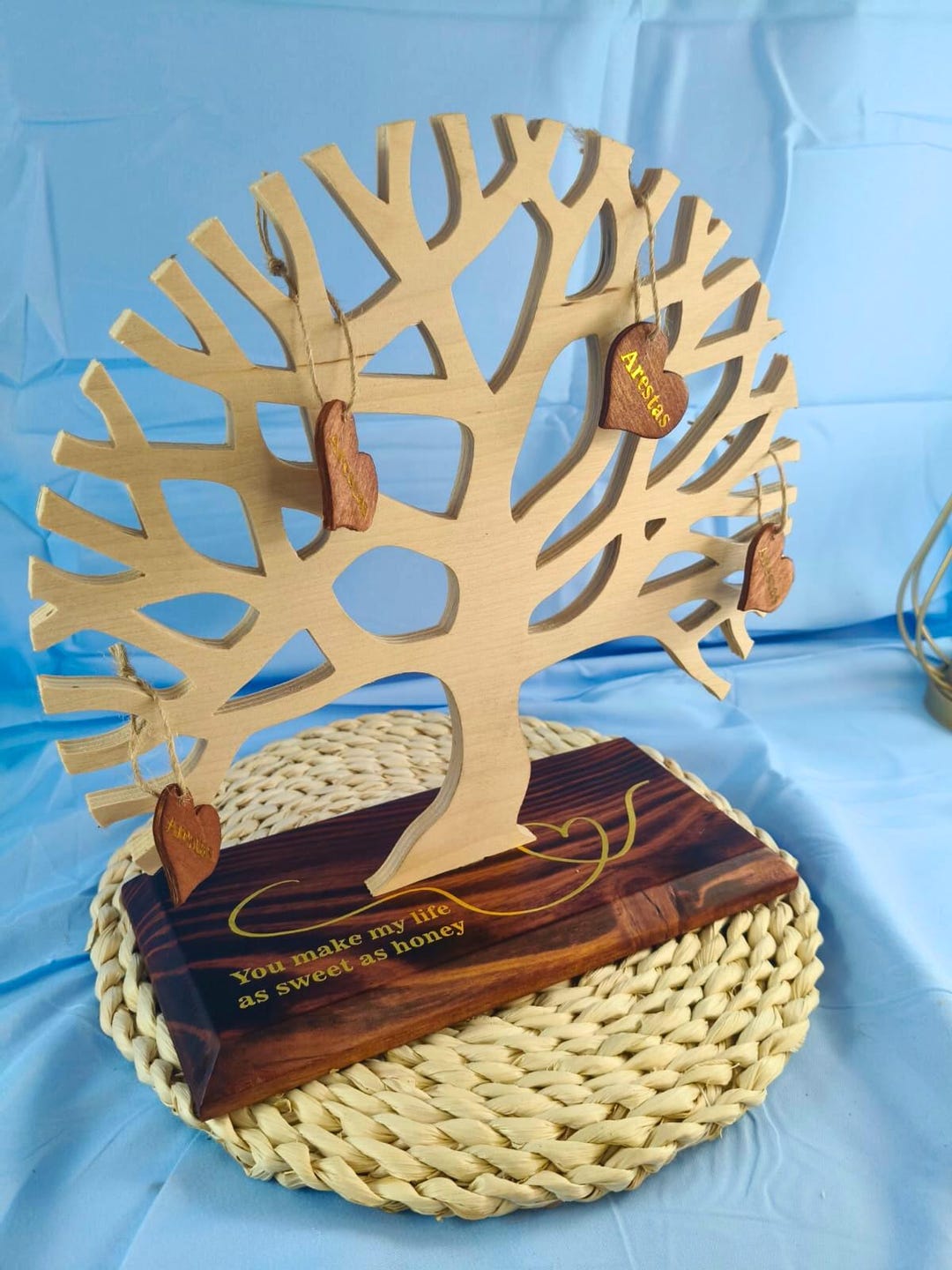 Customized Tree Personalized Family Tree Gift – Custom Wooden Tree With Engraved Hearts ...