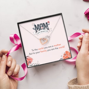Colar de corações para mamãe, presente de dia das mães, cartão sentimental de dia das mães, joias para mamãe