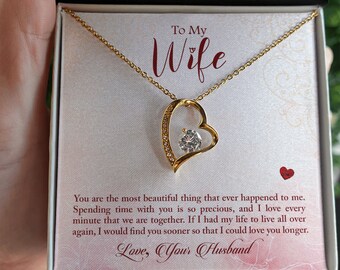 Happy Valentine's Day To My Wife, Valentines Gift For Wife, Valentines Day Gift Idea for Wife, Forever Love Necklace