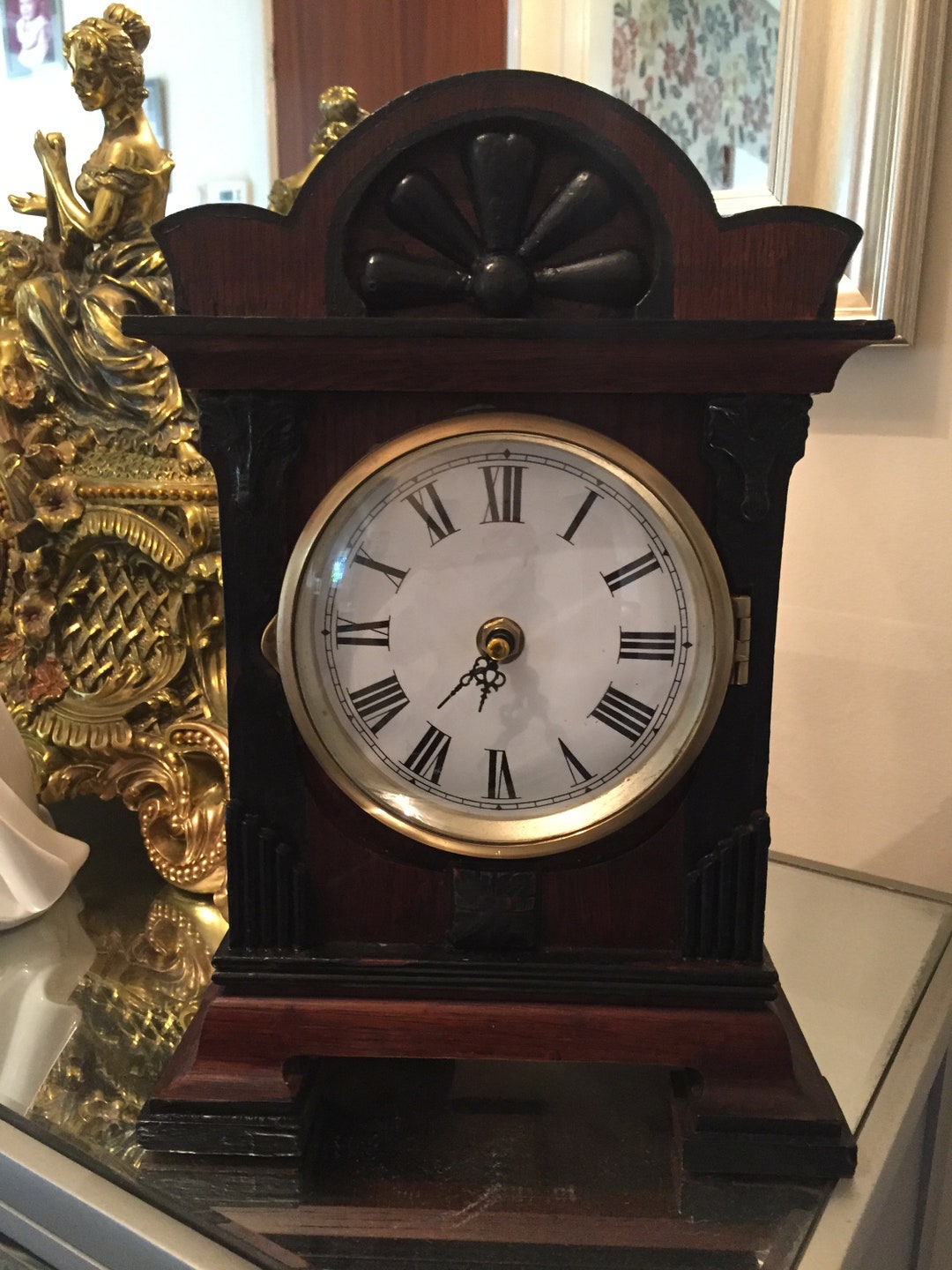 HAC Antique German Mantel Clock Early 1900s Converted to Non Chiming