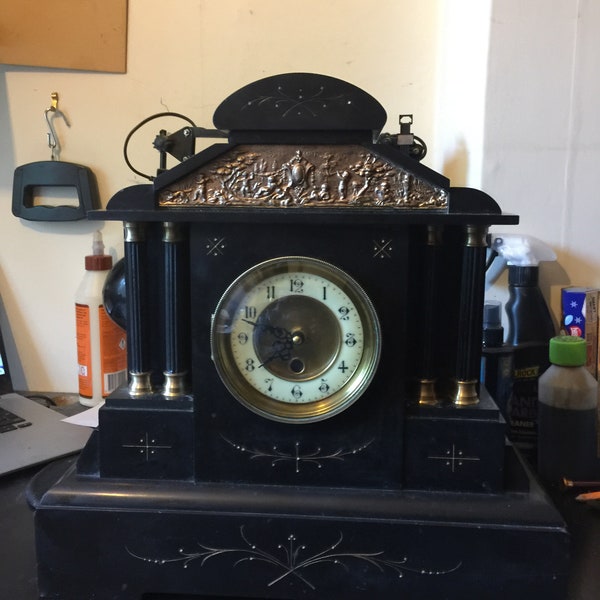 antique clock converted to non chiming quartz movement,