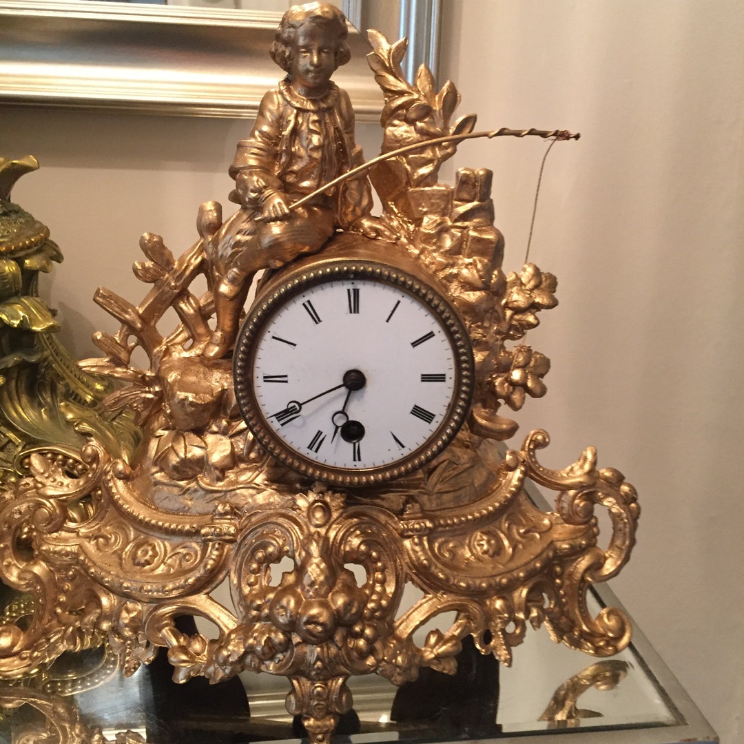 Antique Gold Coloured Non Chiming French Mantel Clock With Etsy