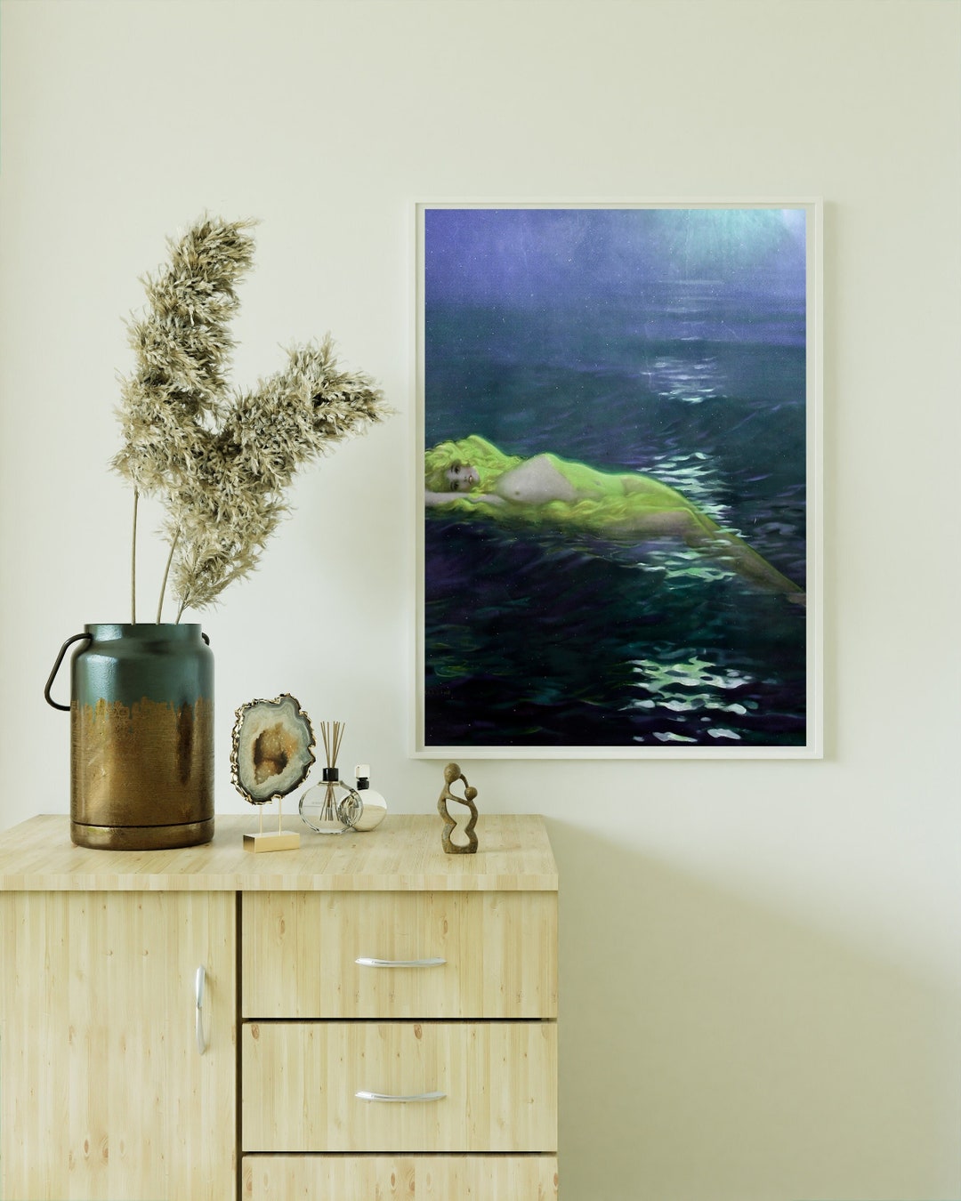 Edward Mason Eggleston Queen on the Waves. Print on Canvas, Mermaid