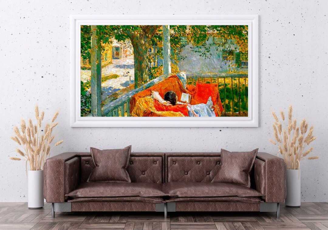 Childe Hassam. Couch on the Porch Cos Cob. Print on Canvas Etsy