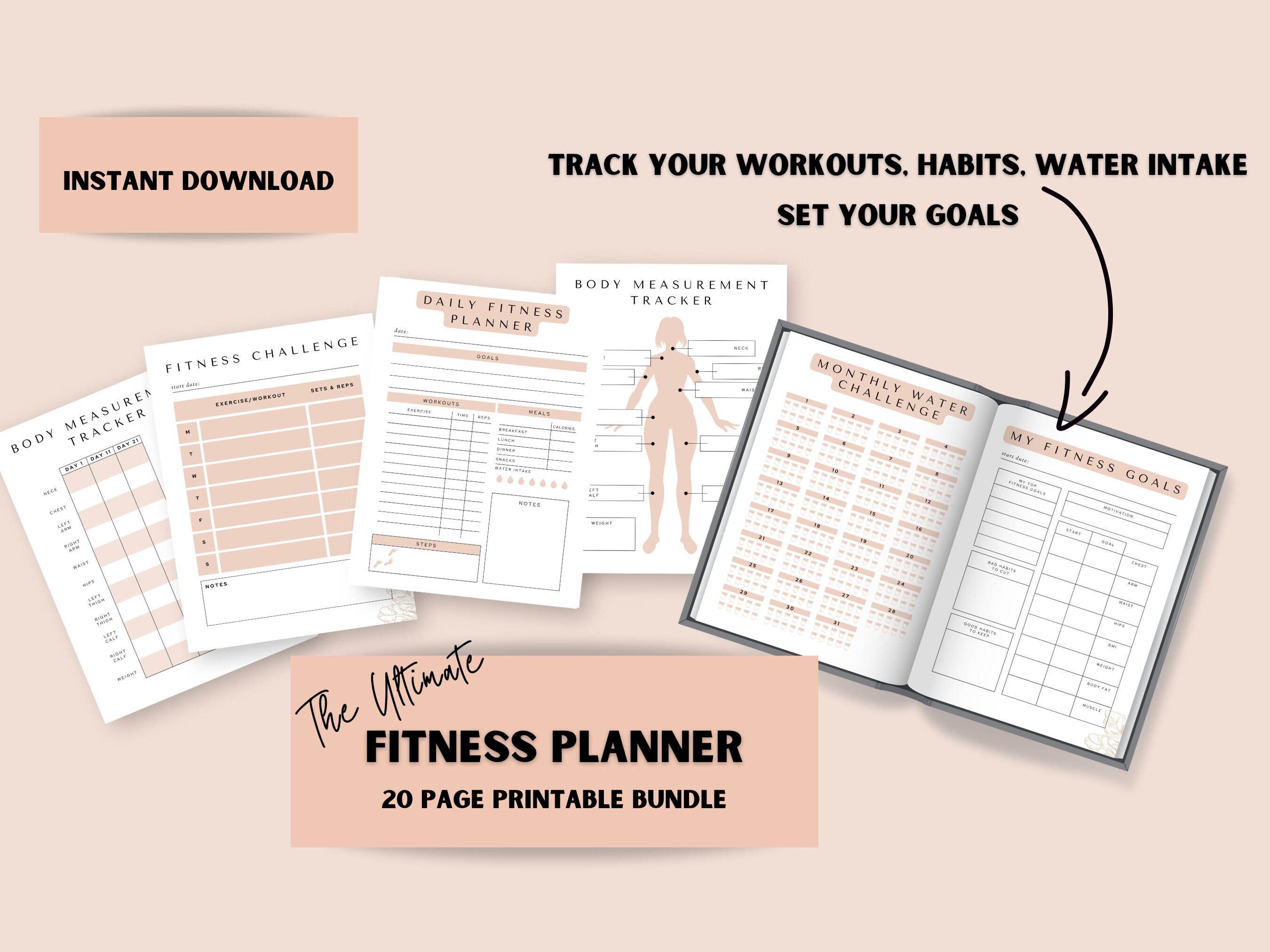 Fitness Journal for Women 2023 | Printable Planner Weight Loss Tracker ...