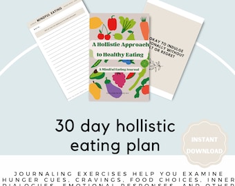 Mindful Eating Workbook Printable | Intuitive Eating Journal | Food journal - Conscious eating - Instant download