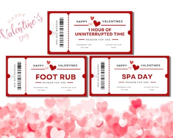 20 Love Coupon Book, Valentines Day Coupons,  Anniversary Gift, Love Vouchers, Quick & Easy Printable Gift