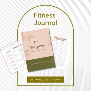 Fitness Journal for Women 2023  | Printable Planner Weight Loss Tracker BUNDLE | Workout Planner Fitness Journal for Women Habit Tracker