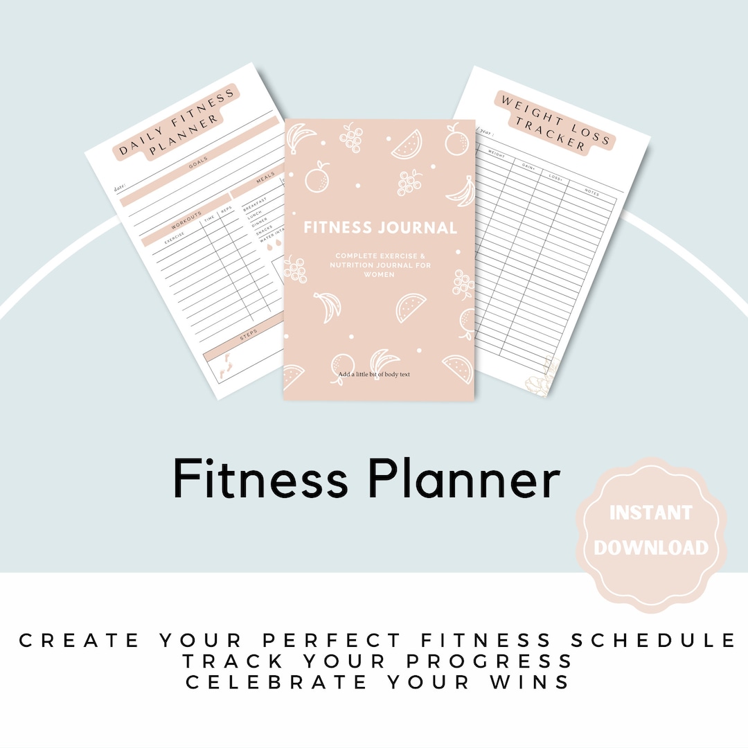 Fitness Journal for Women 2023 | Printable Planner Weight Loss Tracker BUNDLE | Workout Planner ...