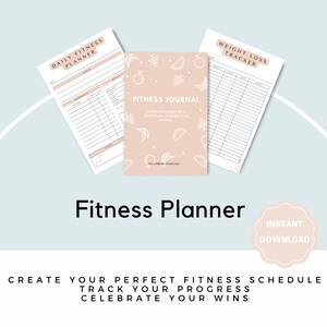 Fitness Journal for Women 2023  | Printable Planner Weight Loss Tracker BUNDLE | Workout Planner Exercise Journal for Women Habit Tracker