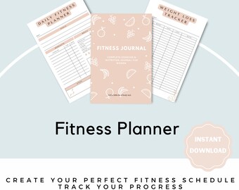 Fitness Journal for Women 2023  | Printable Planner Weight Loss Tracker BUNDLE | Workout Planner Exercise Journal for Women Habit Tracker