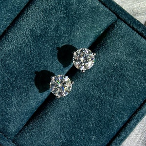 Classic Martini Round Cut Moissanite Earrings Stud/Real 14K image 3