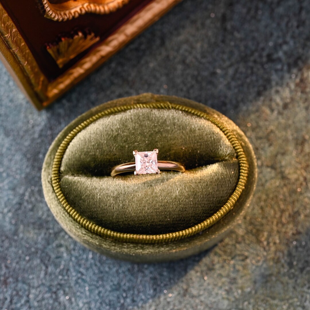 Kite Setting Princess Cut Moissanite Engagement Ring for Etsy