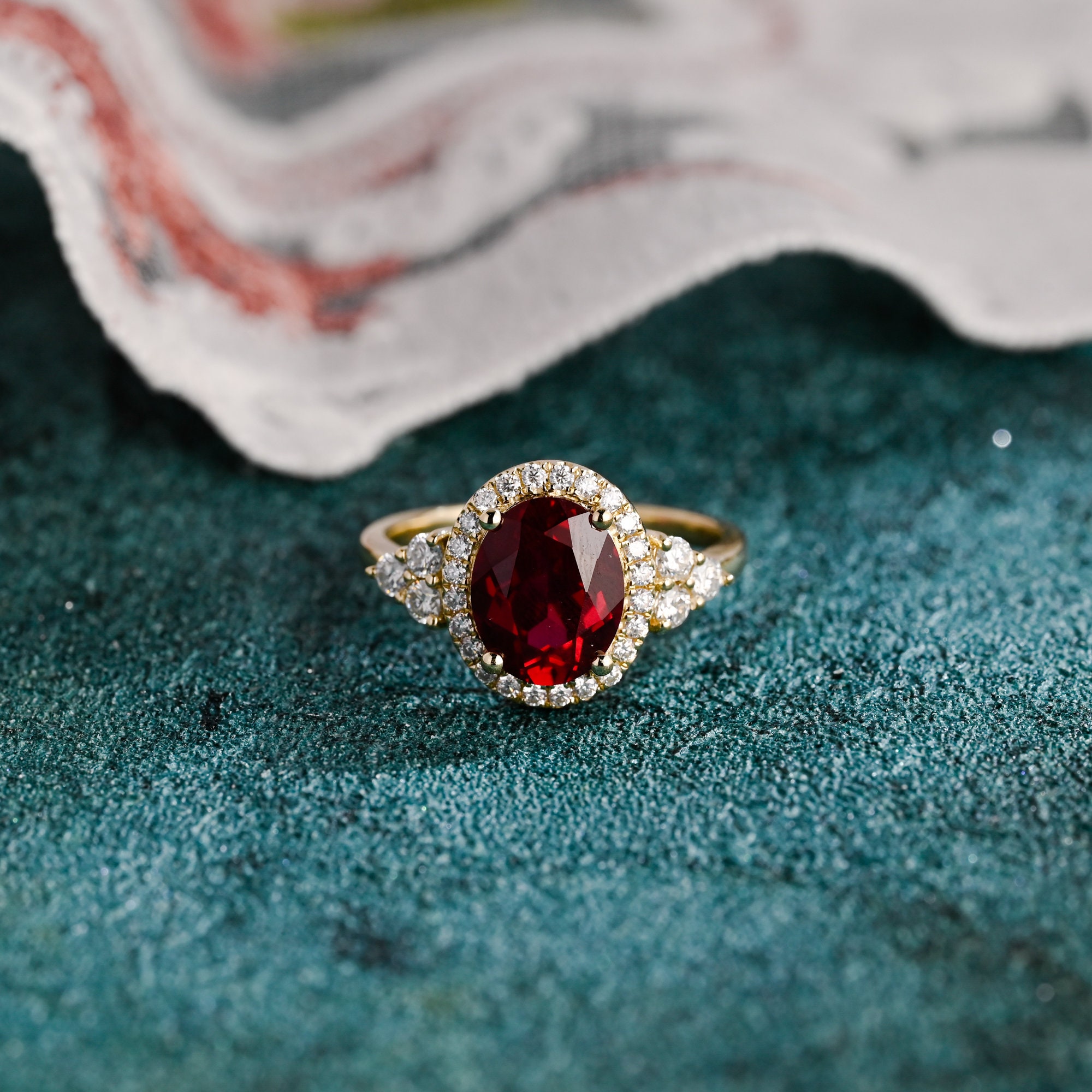Red stone 2024 gold ring designs