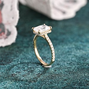 Fake Radiant Cut Engagement Ring Etsy Australia