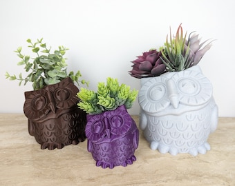 Owl Planter, Succulent Pot, Cute Animal Planter, 3D Printed