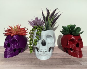 Skull Planter, Succulent Pot, Realistic, Spooky, Halloween, 3D Printed