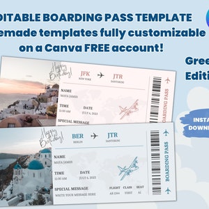 Editable Boarding Pass Template, Printable Plane Ticket, Surprise Trip Ticket, Digital Download DIY Canva, Personalized Plane Ticket