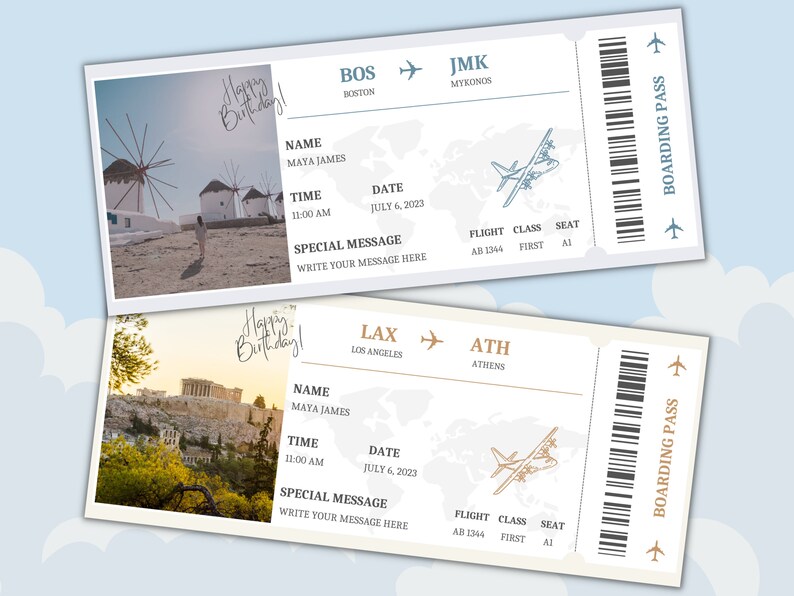 Editable Boarding Pass Template, Printable Plane Ticket, Surprise Trip ...