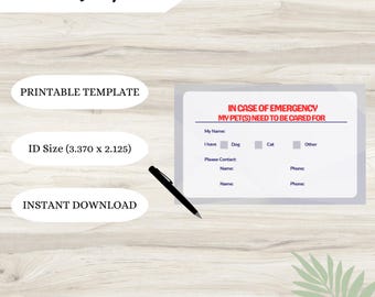 Pet Emergency Card: Home Alone Pet Care (Digital Download)