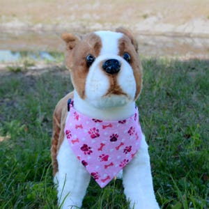 Sweetheart Pink Dog Bandana Paw Print, Bone & Heart Design