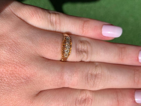 Edwardian 18ct Gold and Diamond Ring - image 4