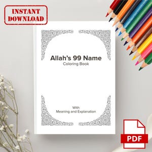 Allah's 99 Names Coloring Book, Muslim Kids Activities (Digital Download)