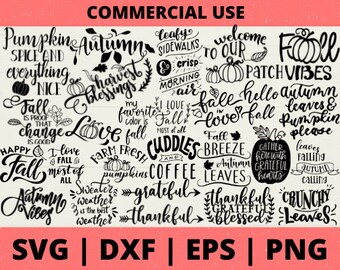 Otoño svg / Otoño svg paquete con letras a mano / otoño svg / acción de gracias svg / hola otoño svg / calabaza svg / camisa de otoño svg / signo de otoño svg png
