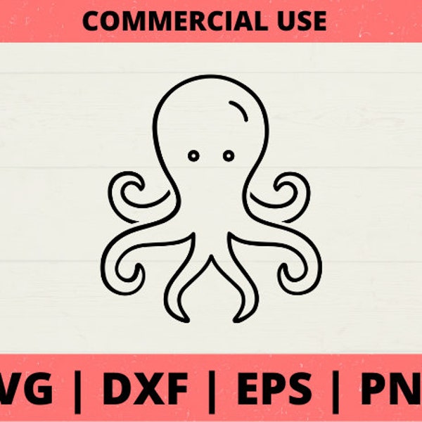 Octopus SVG | Octopus Outline SVG | Octopus Design | Animal SVG | Ocean Animal svg | Cut File | Cricut | Silhouette | Digital Download