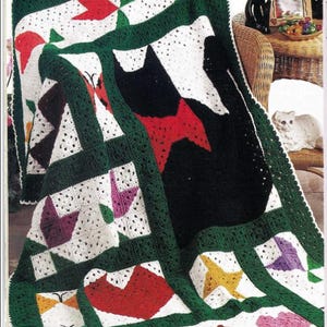 Vintage Garden Cat Granny Square Afghan Pattern PDF download