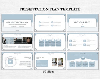 Marketing Pitch Deck, Business Plan Template, Investor Presentation, Startup Fundraising, Editable PowerPoint, Business Strategy - Blue