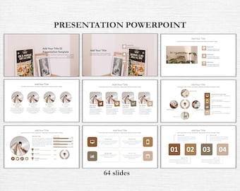Minimal Business Plan PowerPoint Template - Earth tone Presentation - Pitch Desk