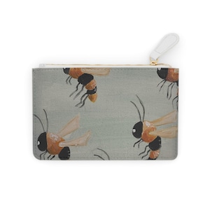 Bee Mini Clutch Bag, Bee Lover Gift, Handbag, Small Purse, Yellow Bees, Nature Theme Clutch