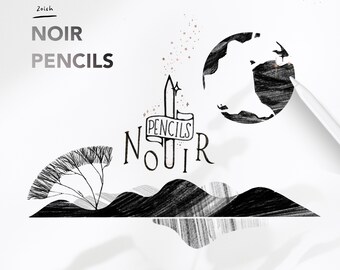 Noir Pencils Brush Set, Realistic Paper Texture for Procreate (Digital Download)