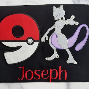 Mew2 Embroidered Applique Birthday Shirts