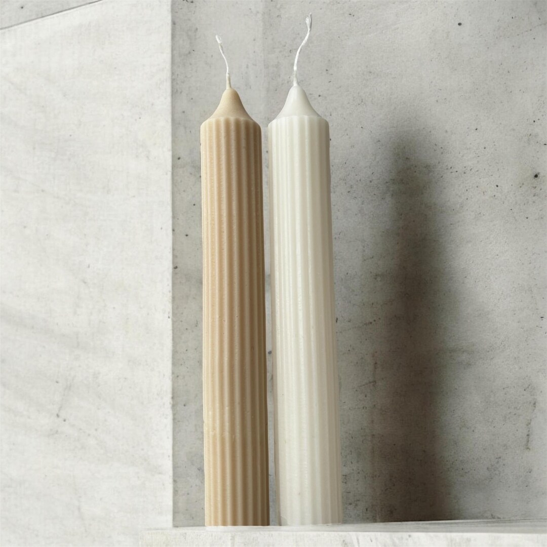 Long Candel Long Ribbed Thin Taper Candle Stick SET OF 2 - Etsy UK