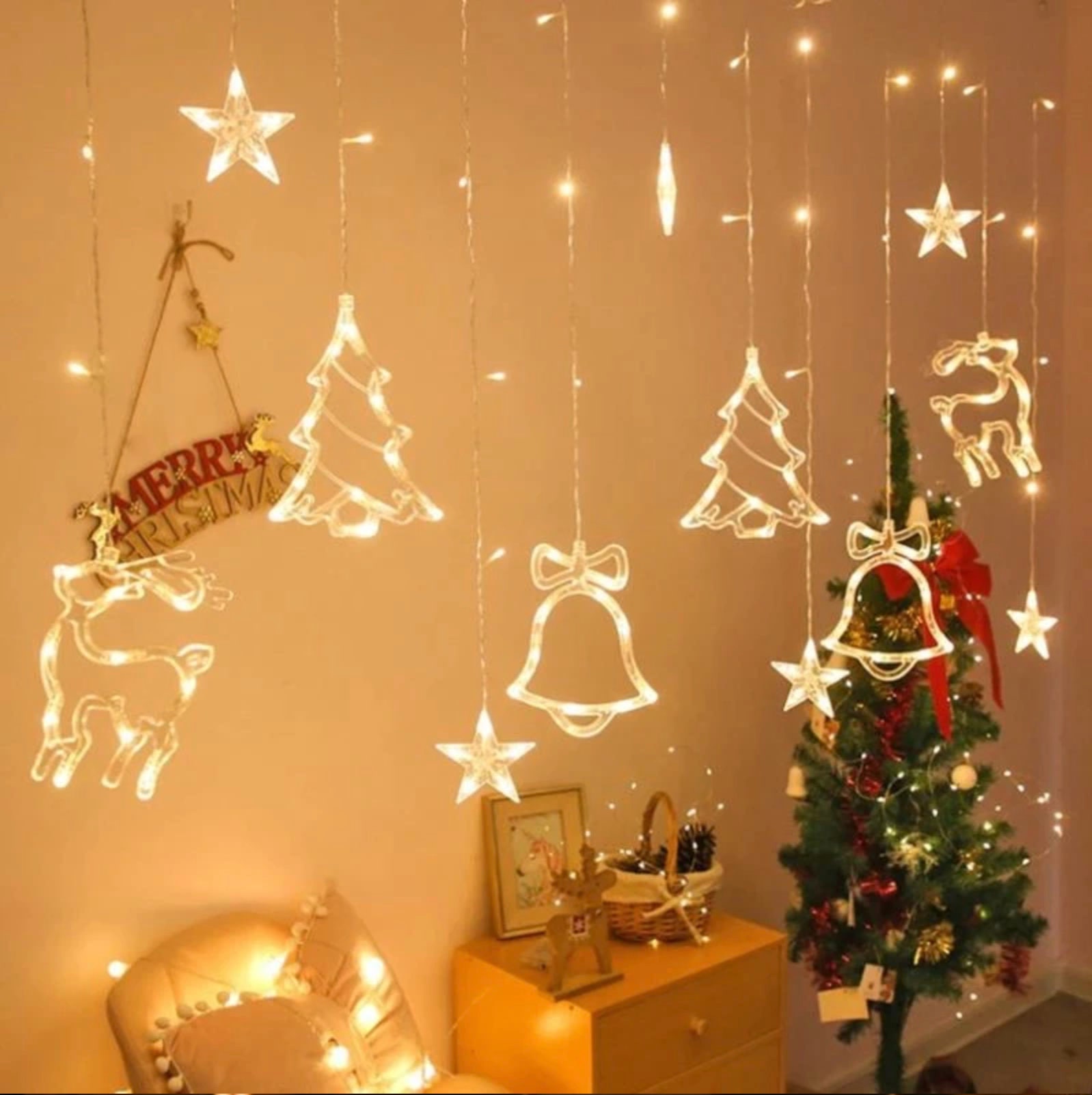 Details about   LED String Light Hanging Window Lamp Decor with Sucker Hook Party Christmas Tree 