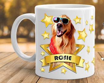 Custom Pet Coffee Mug - Dog Photo Mug - Personalized Dog Coffee Mug - Pet Coffee Mug - Dog Lover Coffee Mug - Dog Coffee Mug - Star Design