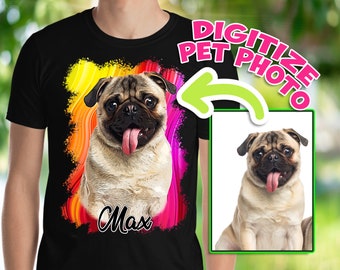 Custom Shirt with Pet Photo, Personalized Dog & Cat Rainbow T-Shirt, Customized Pet Name T-shirt, Gift for Pet Dog and Cat Owner Lover