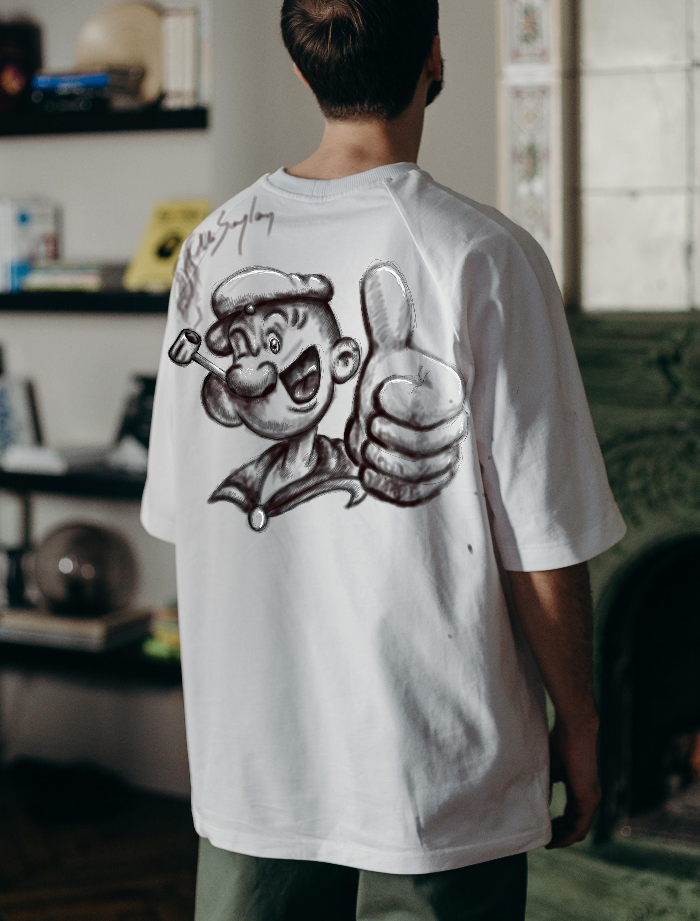 Popeye Marijuana Cartoon Design Digital Paint Illustration Etsy