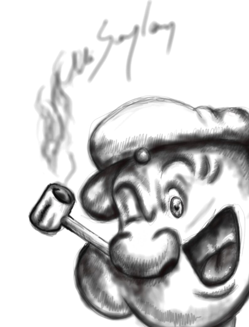 Popeye Marijuana Cartoon Design Digital Paint Illustration Etsy